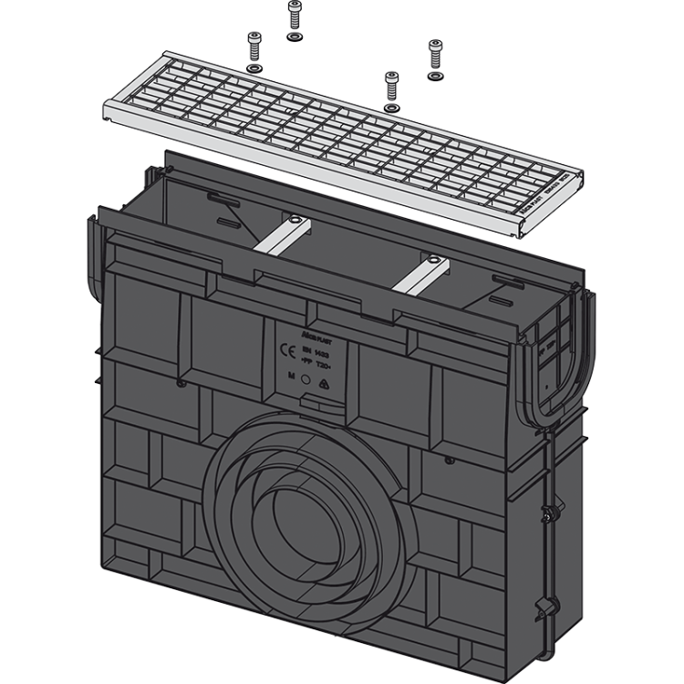 Пескоуловитель для дренажного канала AVZ102 с пластиковой рамой и оцинкованной решеткой B125 Alcadrain AVZ102R-R103S