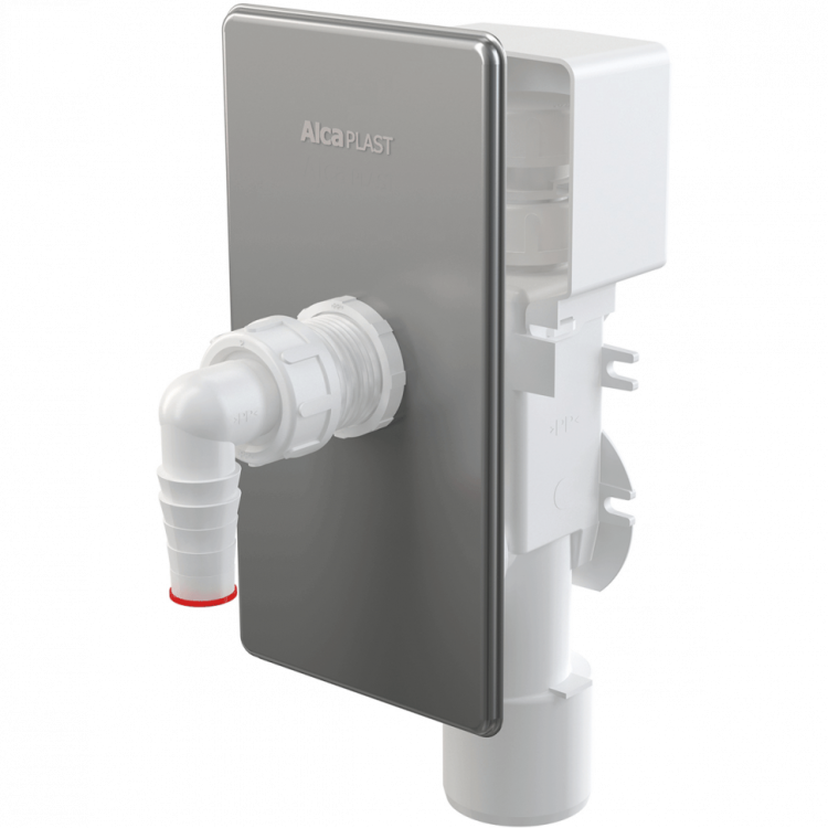 Сифон для стиральной машины с разрывным клапаном под штукатурку DN40 и DN50, нержавеющая сталь Alcadrain APS3P
