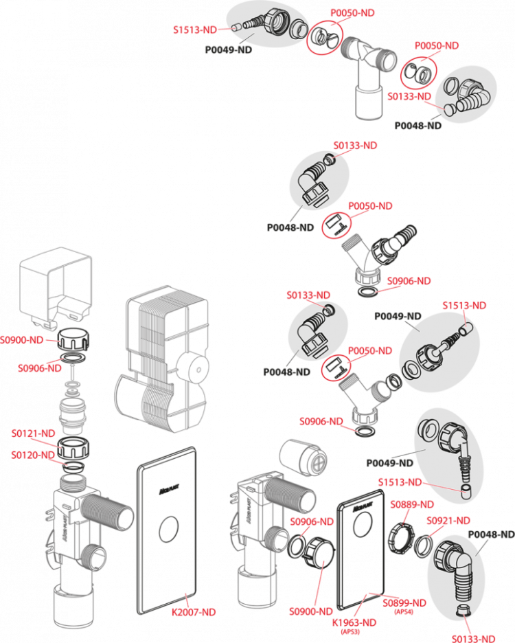 Сифон для стиральной машины с разрывным клапаном под штукатурку DN40 и DN50, нержавеющая сталь Alcadrain APS3P