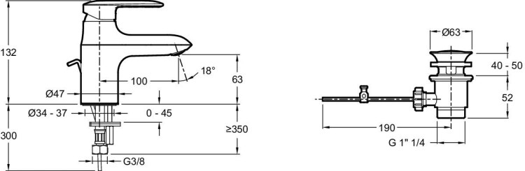 Стандартный однорычажный смеситель Jacob Delafon KUMIN E99980-CP