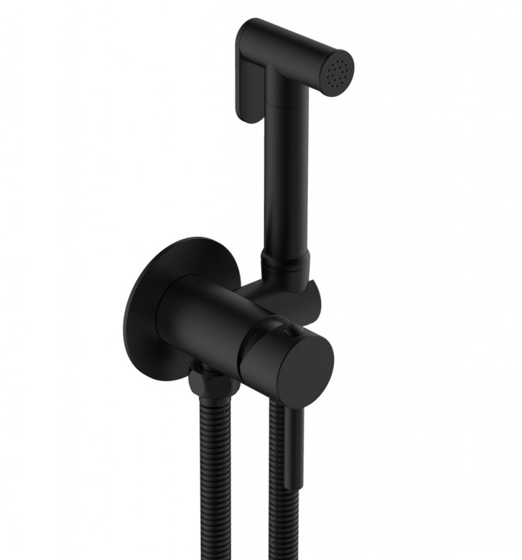 Смеситель для гигиенического душа со штуцером и держателелем, шланг металлизированный 120 см, душ гигиенический Cezares CZR-SET-DA1-ID2-FMM120-NOP