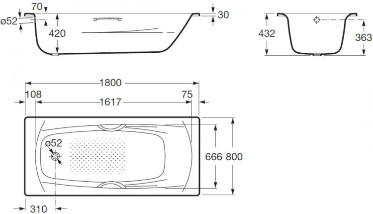 Стальная ванна Roca Swing 180x80