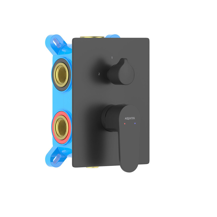 Смеситель для ванны 3 режима (внешняя и скрытая часть) Aquatek, матовый черный AQ1247MB ОБЕРОН