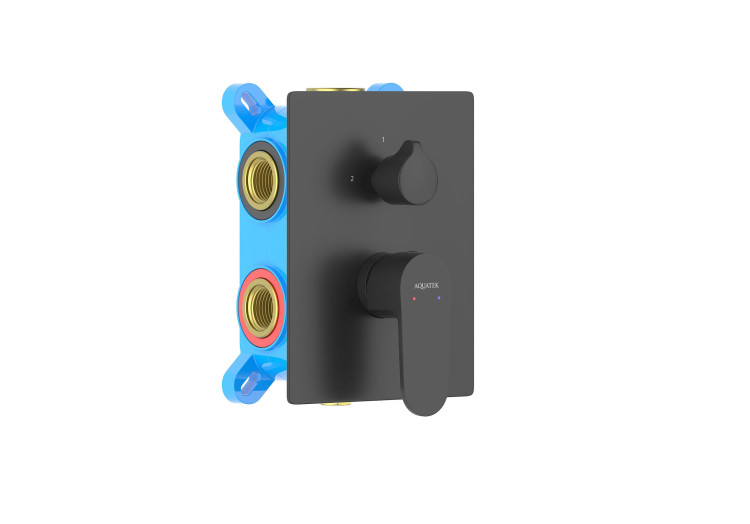 Смеситель для ванны 3 режима (внешняя и скрытая часть) Aquatek, матовый черный AQ1247MB ОБЕРОН