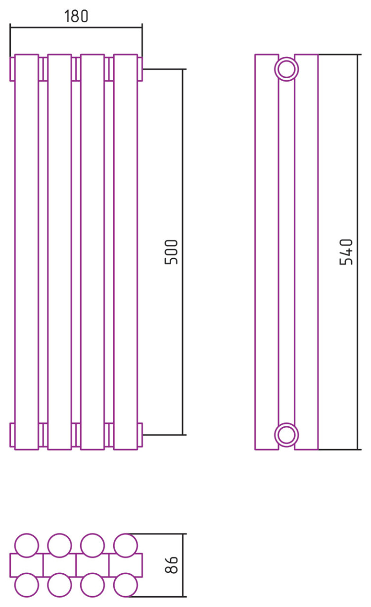 Отопительный радиатор Сунержа Эстет-11 500х180 4 секции Белый