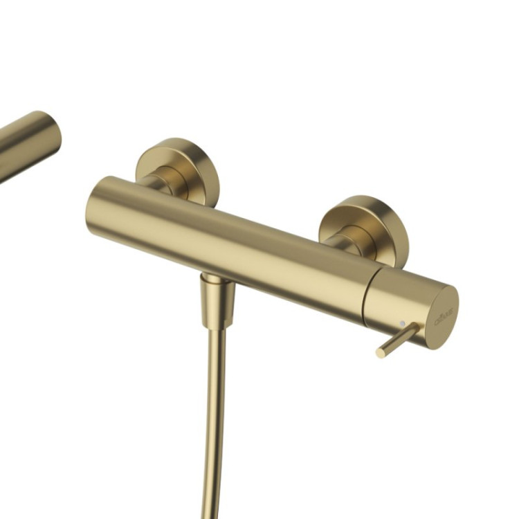 Смеситель для душа однорычажный в комплекте с ручным душем, шлангом и держателем c тонкой ручкой Cezares LEAF-D-L-PS