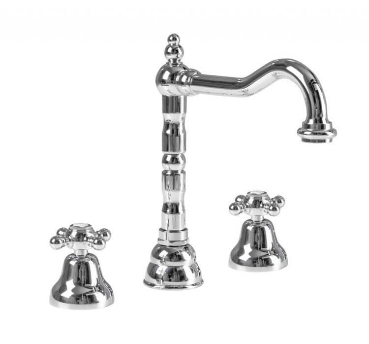 Смеситель для раковины на три отверстия с донным клапаном Cezares GOLF-BLS2-02