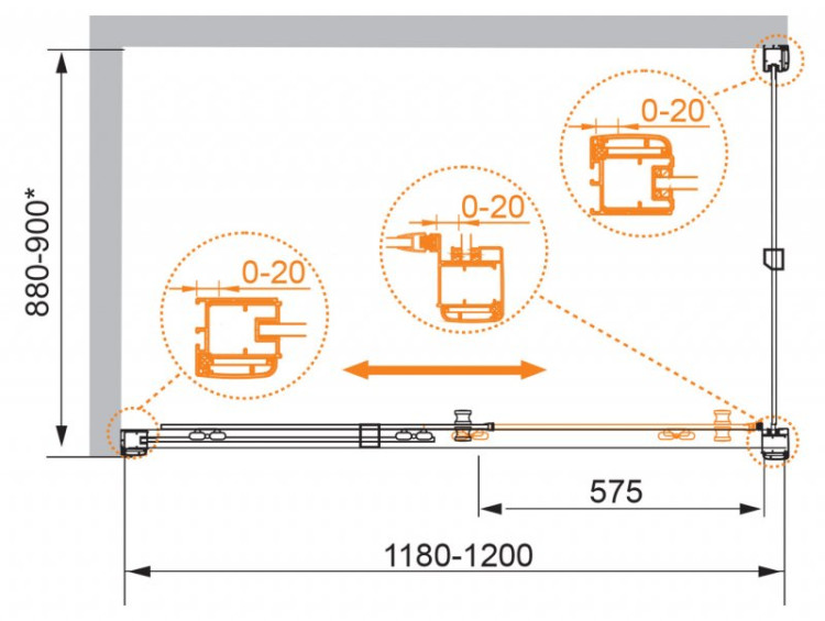 Душевой уголок ANIMA AH-1 Cezares ANIMA-W-AH-1-120/90-C-Cr