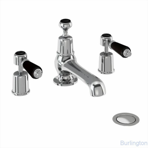 Смеситель для раковины на 3 отверстия с донным клапаном [KE12 BLA]