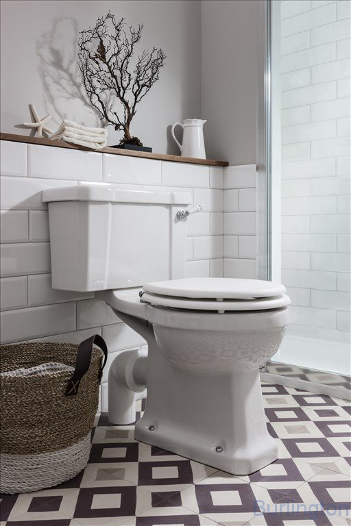 Унитаз-моноблок с керамической ручкой слива, бачок 51см