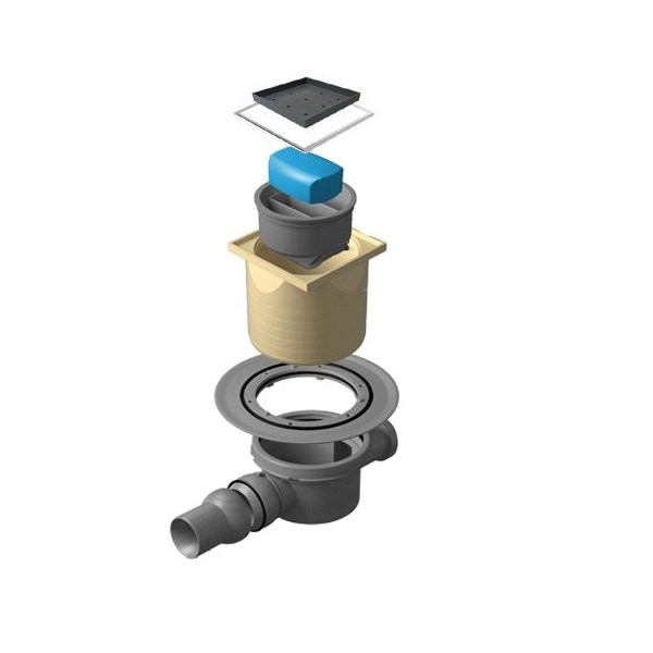 Точечный трап 100х100 мм Confluo Standard Dry 1 Black Glass ,с сухим затвором,черное стекло, с рамкой PESTAN 13000101