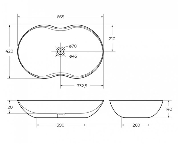 Раковина накладная керамическая BelBagno BB1334