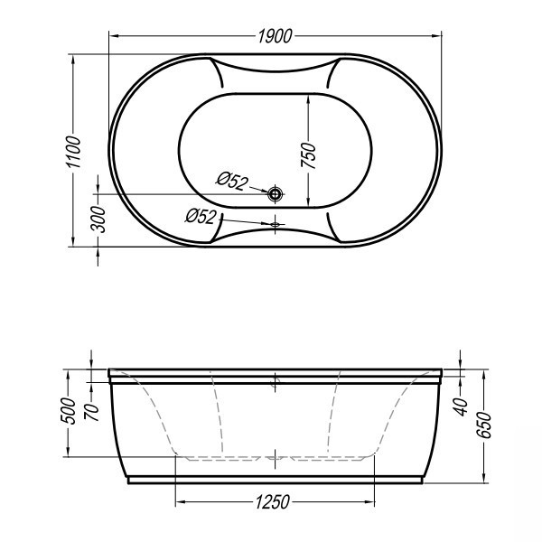 Акриловая ванна Kolpa San Gloriana 190x110
