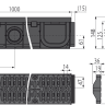 Дренажный канал 100 мм с пластиковой рамой и решеткой из композитного материала B125 Alcadrain AVZ104-R402