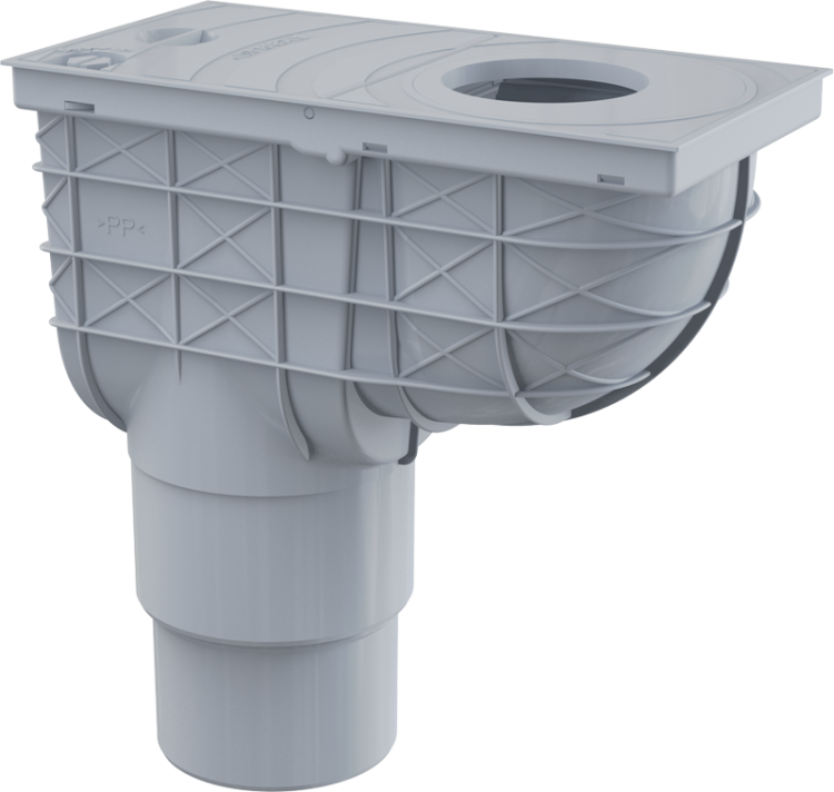 Ливнеотвод 300×155/125/110 мм, сток – прямой, серый Alcadrain AGV4S