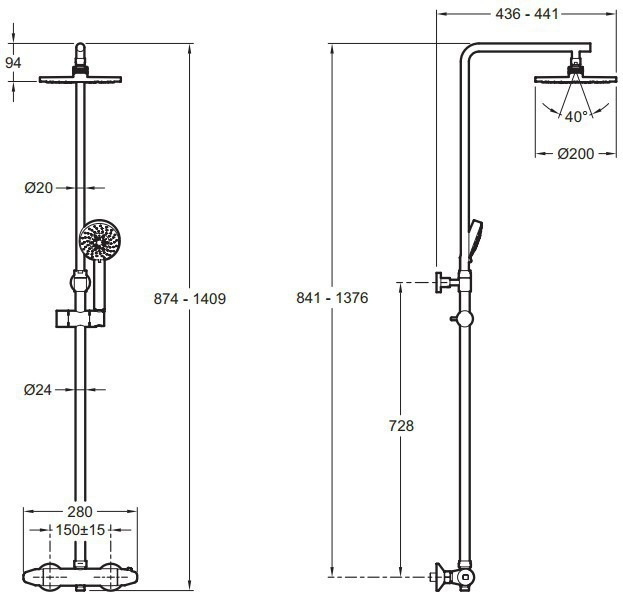 Душевая система Jacob Delafon Brive E24444-CP с термостатом