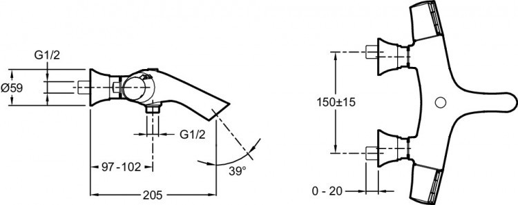 Термостатический смеситель для ванны/душа Jacob Delafon SYMBOL E71684-CP