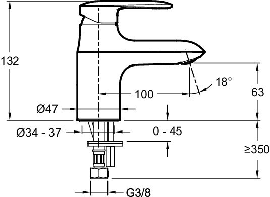 Стандартный однорычажный смеситель Jacob Delafon KUMIN E99984-CP