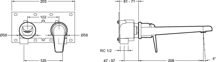 Однорычажный настенный смеситель для раковины, встраиваемый, полированный никель Jacob Delafon AVID E97358-BN