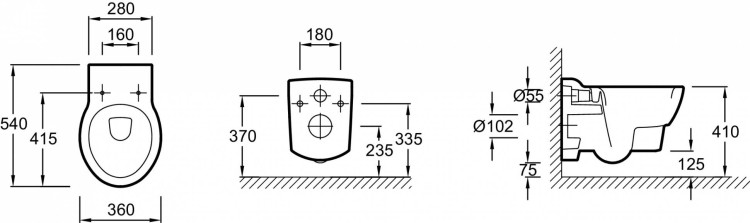 Подвесной унитаз 54 х 36 см, с крышкой-сиденьем с механизмом «плавное опускание» Jacob Delafon OVE E1585-00