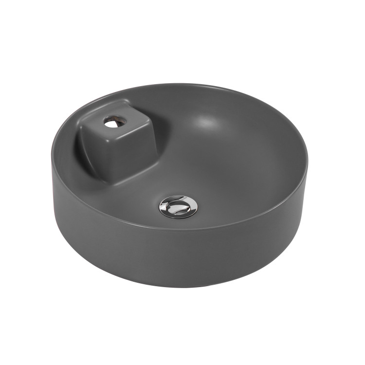 Раковина накладная для установки на столешницу Aquatek ЕВРОПА AQ5212-MG 405*405*140, с отверстием под смеситель, матовый серый