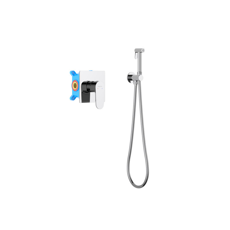 Набор с гигиеническим душем (смеситель + гигиеническая лейка + шланг + шланговое подсоединение с держателем) Aquatek AQ1219CR ОБЕРОН