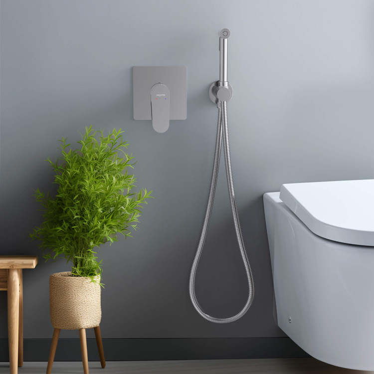 Набор с гигиеническим душем (смеситель + гигиеническая лейка + шланг + шланговое подсоединение с держателем) Aquatek AQ1219CR ОБЕРОН