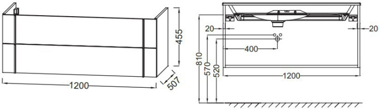 Тумба под раковину Jacob Delafon Nouvelle Vague 120 подвесная 2 ящика