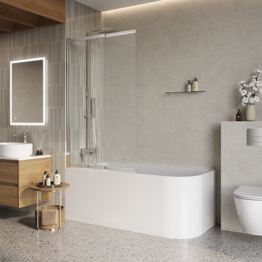 Душевая шторка на ванну BELBAGNO LUCE-VF-11 Cezares LUCE-VF-11-90/145-C-NERO