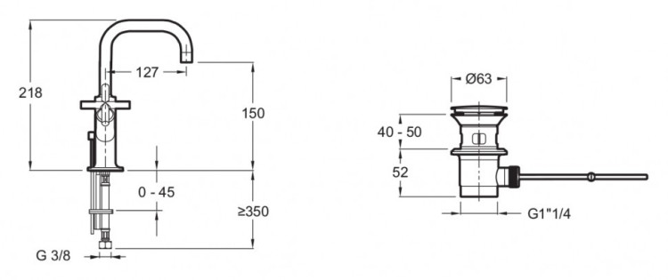 Смеситель для раковины Jacob Delafon Purist E14594-3-CP