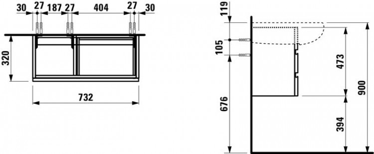 Тумба под раковину Laufen Alessi One 90 подвесная