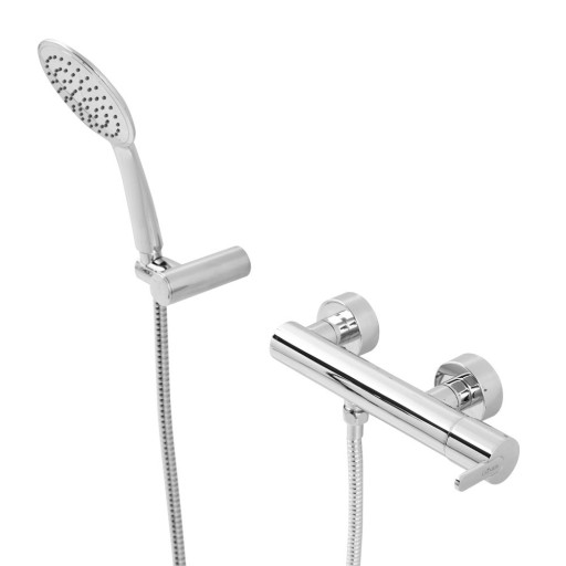 Смеситель для душа однорычажный в комплекте с ручным душем, шлангом и держателем c тонкой ручкой Cezares LEAF-D-L-SR