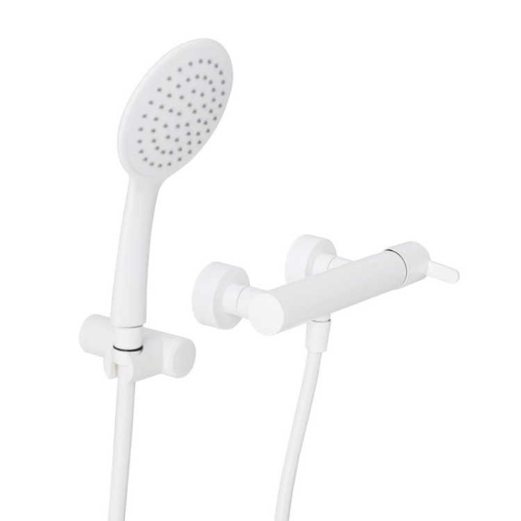 Смеситель для душа однорычажный в комплекте с ручным душем, шлангом и держателем c тонкой ручкой Cezares LEAF-D-L-SR