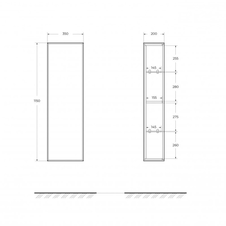 Колонна подвесная с одной распашной дверцей, реверсивная 35x20x115 Cezares 55967