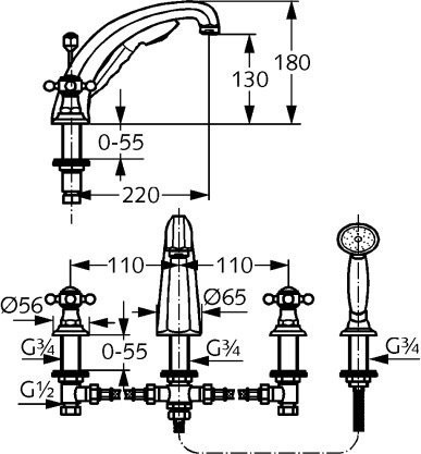 Смеситель на борт ванны Kludi Adlon 515244520