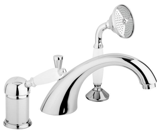 Смеситель на борт ванны с выдвижным душем и переключателем Cezares ELITE-BVDM-02-Nc