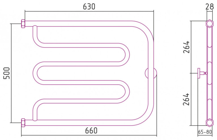 Полотенцесушитель водяной Сунержа Лира+ 500х650 Матовое золото