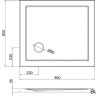 Поддон с угловым сливом 900 x 800 мм [Z1164]