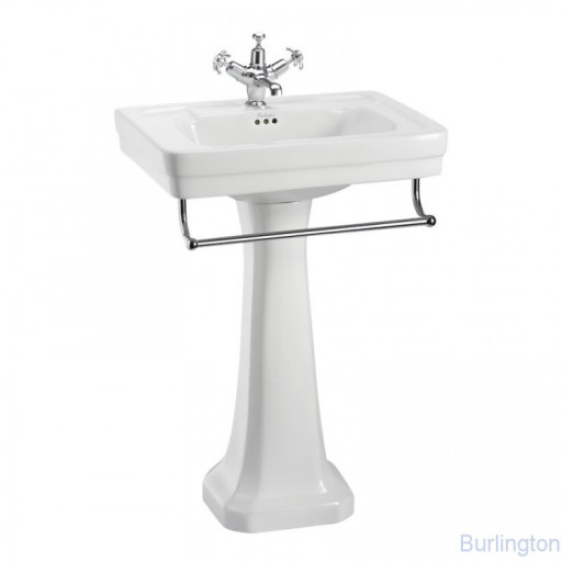 Раковина 58 см на 3 отверстия, c пьедесталом и полотенцедержателем