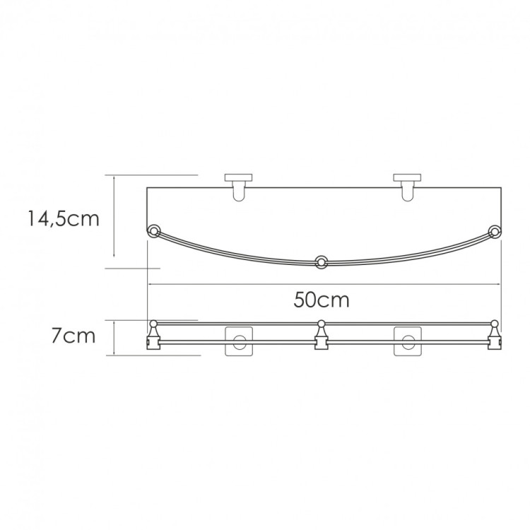 WasserKRAFT Rhin K-8744 Полка стеклянная с бортиком