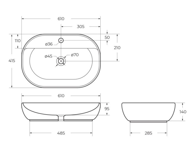 Раковина накладная керамическая BelBagno BB1346