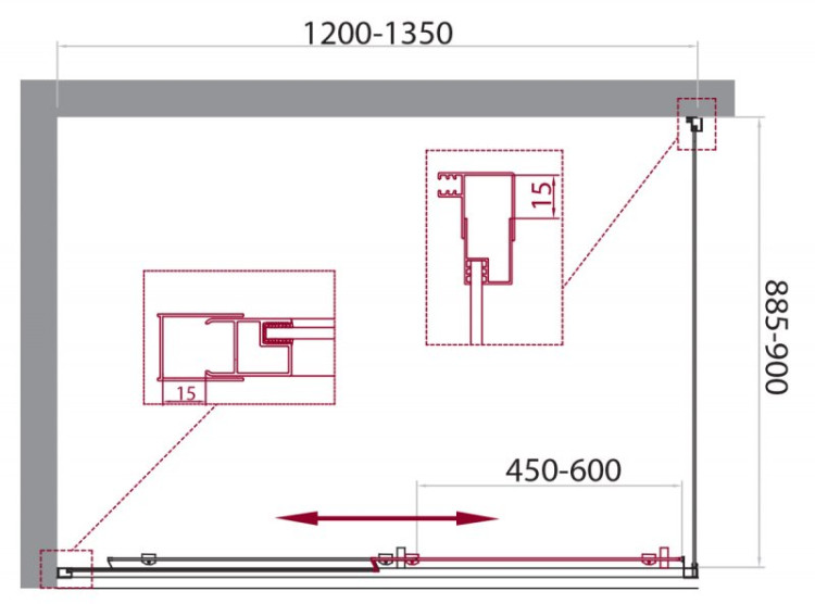 Душевой уголок BELBAGNO UNIQUE-AH-1 BelBagno UNIQUE-AH-1-100/115-100-P-Cr