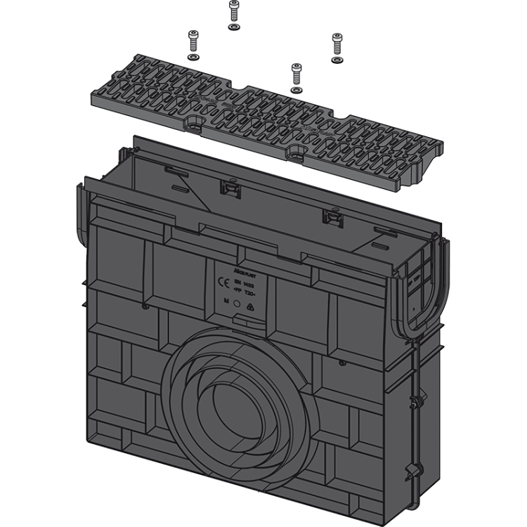 Пескоуловитель для дренажного канала AVZ104 с пластиковой рамой и решеткой из композитного материала B125 Alcadrain AVZ104R-R402