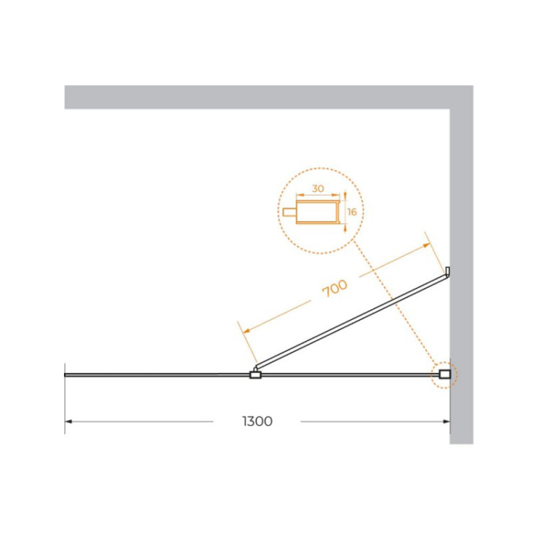 Душевая перегородка универсальная с односторонним входом Cezares LIBERTA-L-1-TB-115-C-Cr