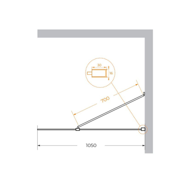 Душевая перегородка универсальная с односторонним входом Cezares LIBERTA-L-1-TB-115-C-Cr