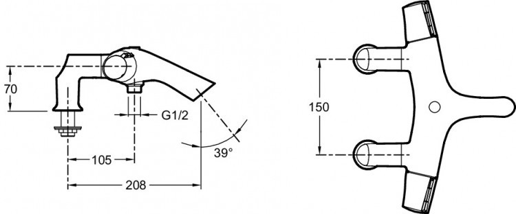 Термостатический смеситель для ванны/душа, устанавливаемый на деку Jacob Delafon SYMBOL E71685-CP