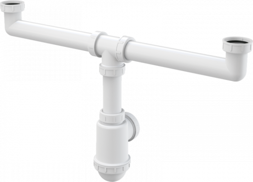 Сифон для сдвоенной мойки с накидными гайками 6/4&quot; Alcadrain A448-DN50/40