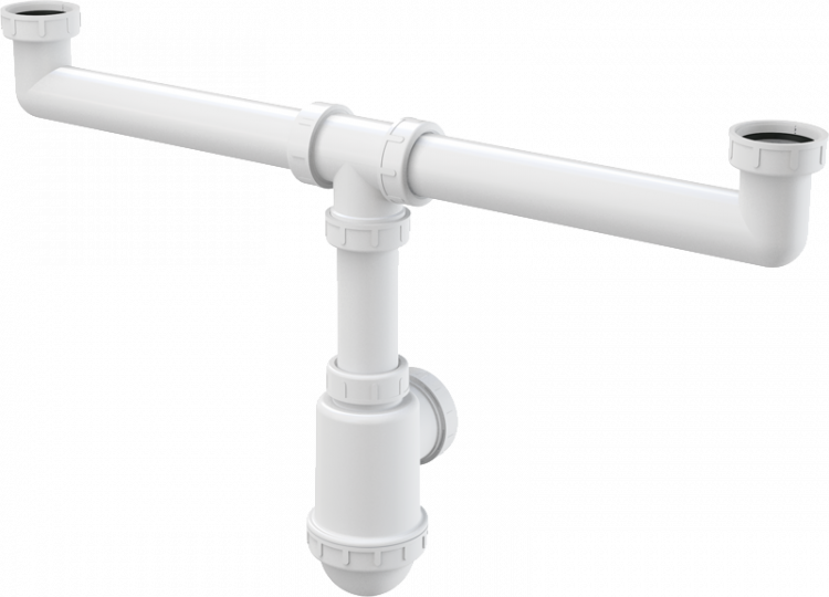 Сифон для сдвоенной мойки с накидными гайками 6/4