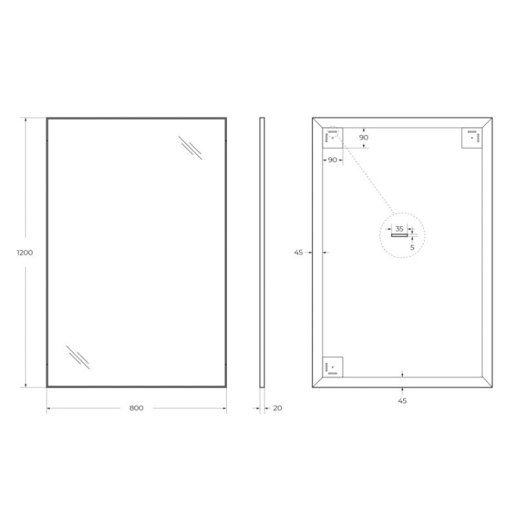 Зеркало в алюминиевой раме BelBagno SPC-AL-500-900