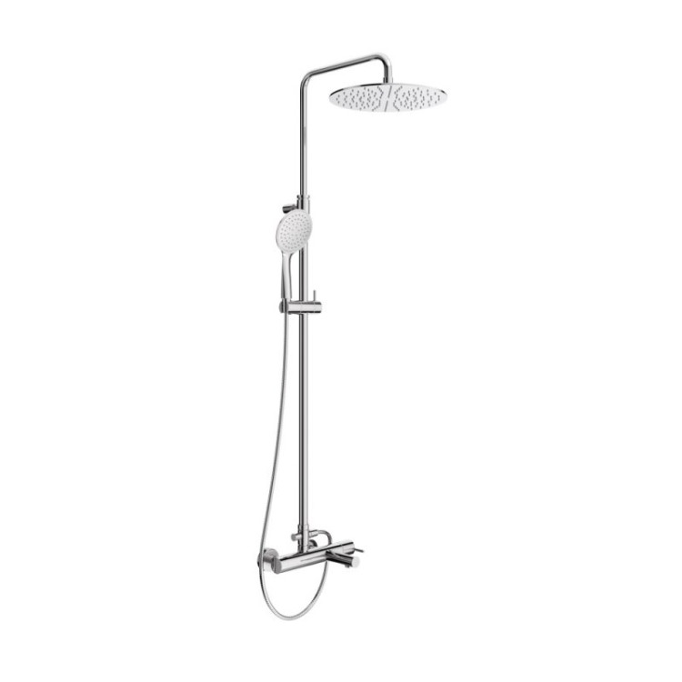 Душевая стойка телескопическая, с изливом с верхним и ручным душем с тонкой ручкой Cezares LEAF-CVDA-30-L-BIO